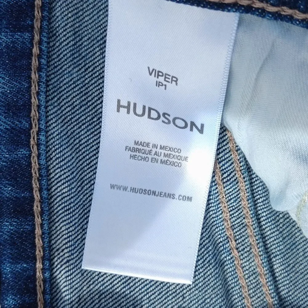Size 10 Waist 30 Hudson Viper Paisley Cut Off Raw Hem Mini Indigo Jean Skirt